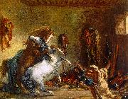 Eugene Delacroix Arab Horses Fighting in a Stable china oil painting reproduction